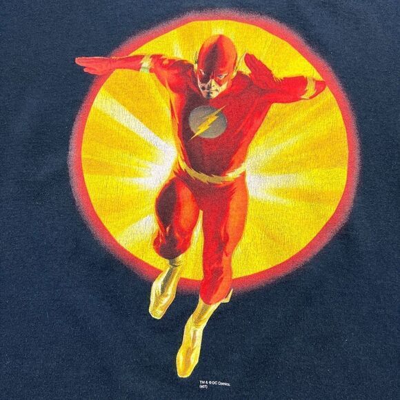 Vintage Shirt Mens Large Black The Flash Graphitti Comics Graphic 90s Cartoon - Picture 2 of 11